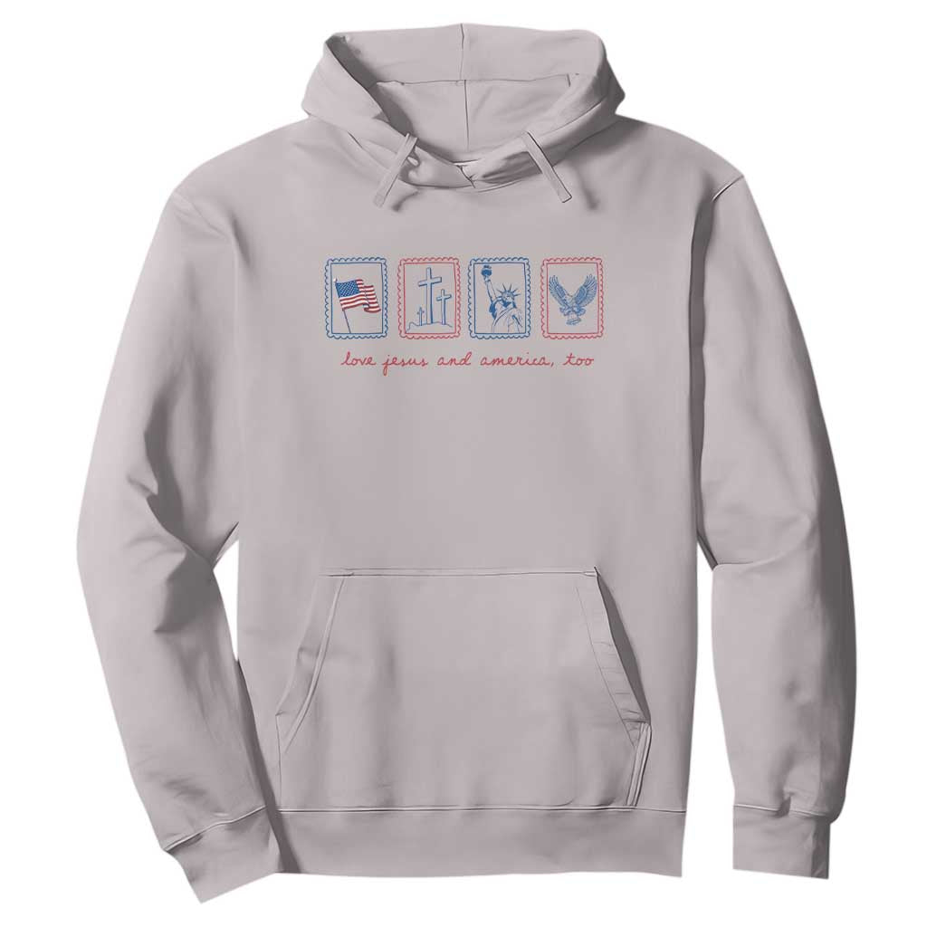 Loves Jesus and America Too Hoodie 4th of July Christian TS14 Ice Gray Print Your Wear