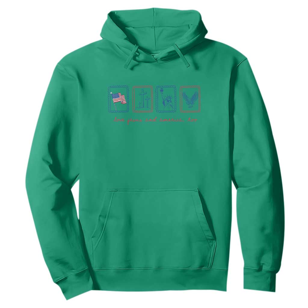 Loves Jesus and America Too Hoodie 4th of July Christian TS14 Irish Green Print Your Wear