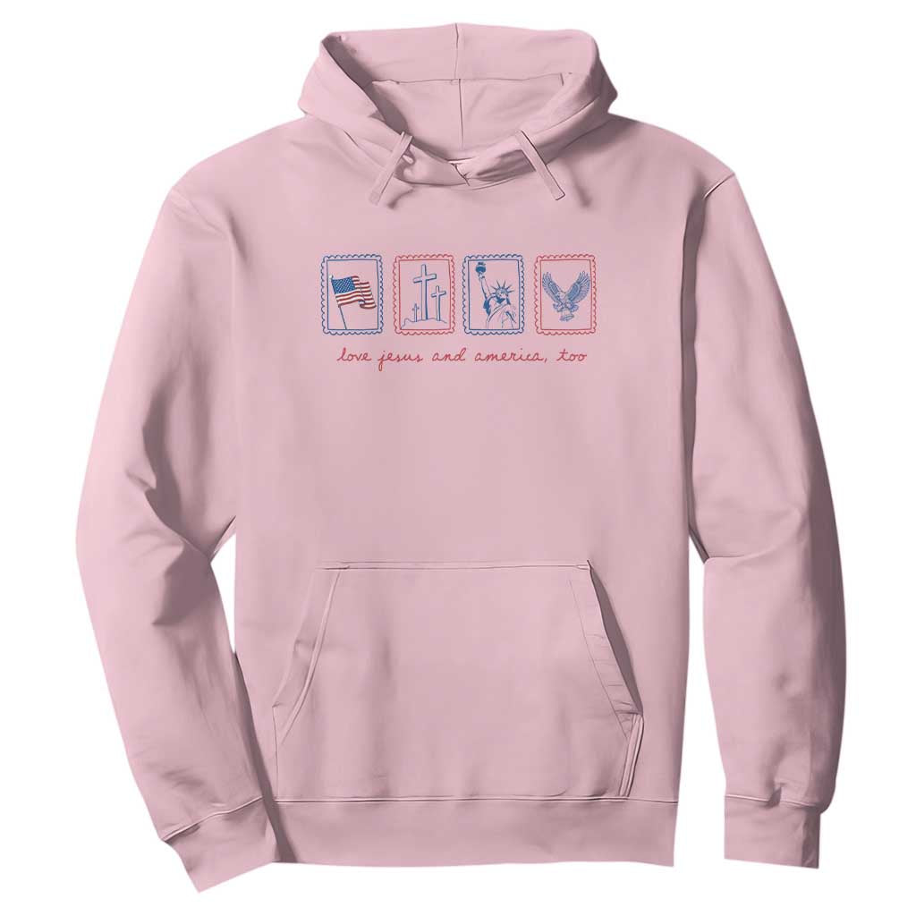 Loves Jesus and America Too Hoodie 4th of July Christian TS14 Light Pink Print Your Wear