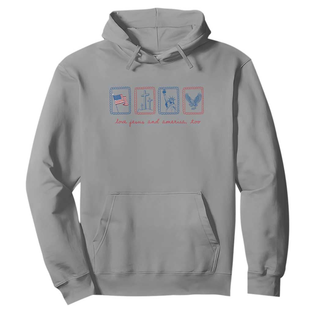 Loves Jesus and America Too Hoodie 4th of July Christian TS14 Sport Gray Print Your Wear