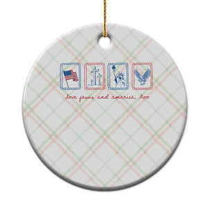 Loves Jesus and America Too Ceramic Ornament 4th of July Christian TS14 1pc Christmas Plaid Print Your Wear