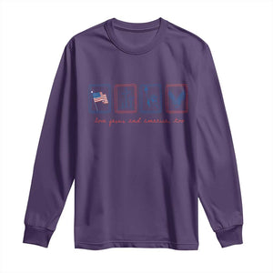 Loves Jesus and America Too Long Sleeve Shirt 4th of July Christian TS14 Purple Print Your Wear
