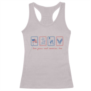 Loves Jesus and America Too Racerback Tank Top 4th of July Christian TS14 Ice Gray Print Your Wear