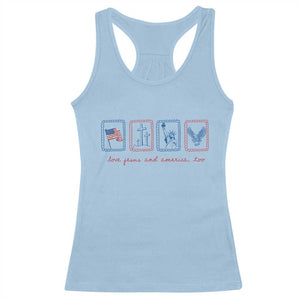 Loves Jesus and America Too Racerback Tank Top 4th of July Christian TS14 Light Blue Print Your Wear