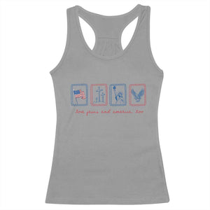 Loves Jesus and America Too Racerback Tank Top 4th of July Christian TS14 Sport Gray Print Your Wear