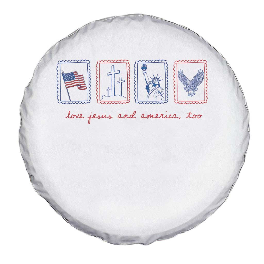 Loves Jesus and America Too Spare Tire Cover 4th of July Christian TS14 Print Your Wear