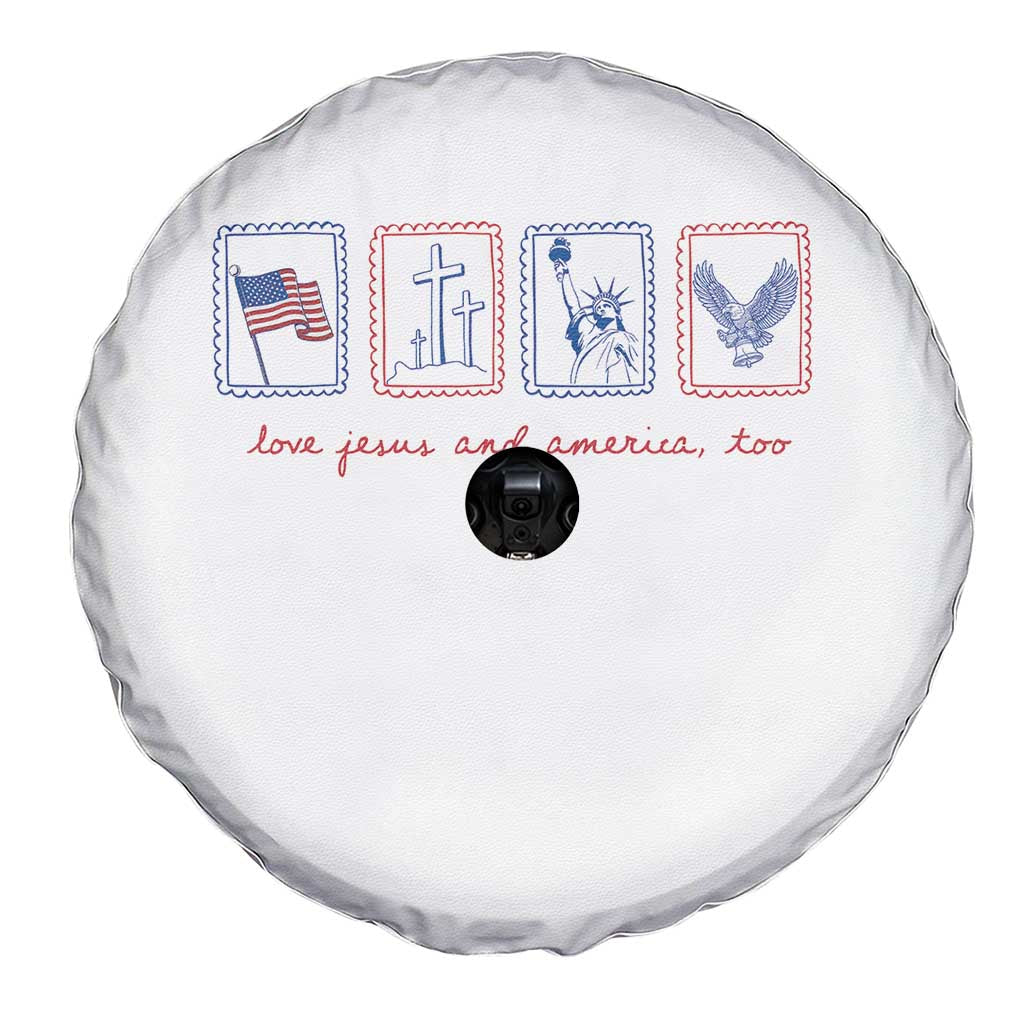 Loves Jesus and America Too Spare Tire Cover 4th of July Christian TS14 Print Your Wear