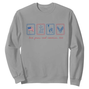 Loves Jesus and America Too Sweatshirt 4th of July Christian TS14 Sport Gray Print Your Wear