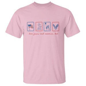 Loves Jesus and America Too T Shirt 4th of July Christian TS14 Light Pink Print Your Wear