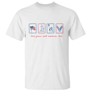 Loves Jesus and America Too T Shirt 4th of July Christian TS14 White Print Your Wear