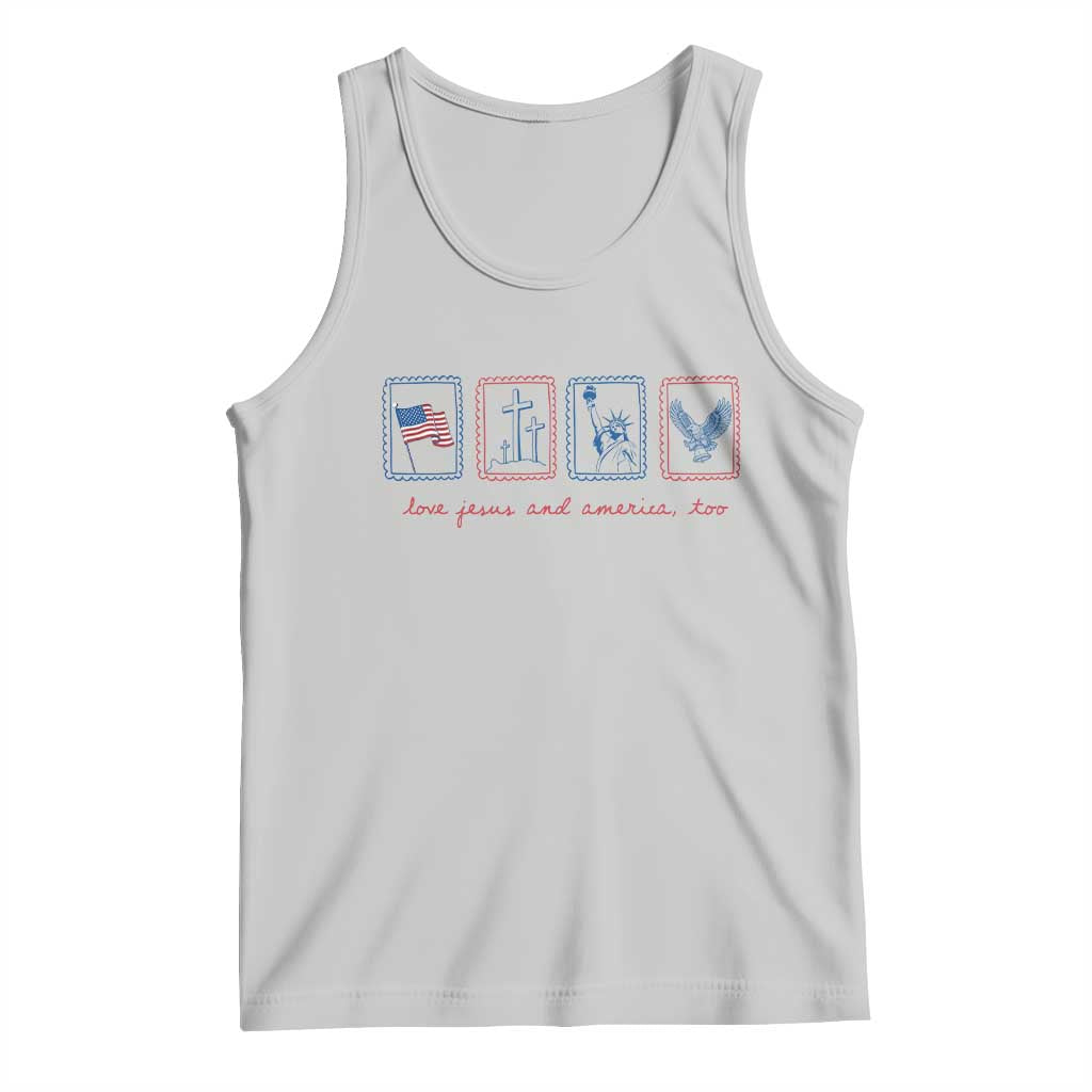 Loves Jesus and America Too Tank Top 4th of July Christian TS14 Ash Print Your Wear