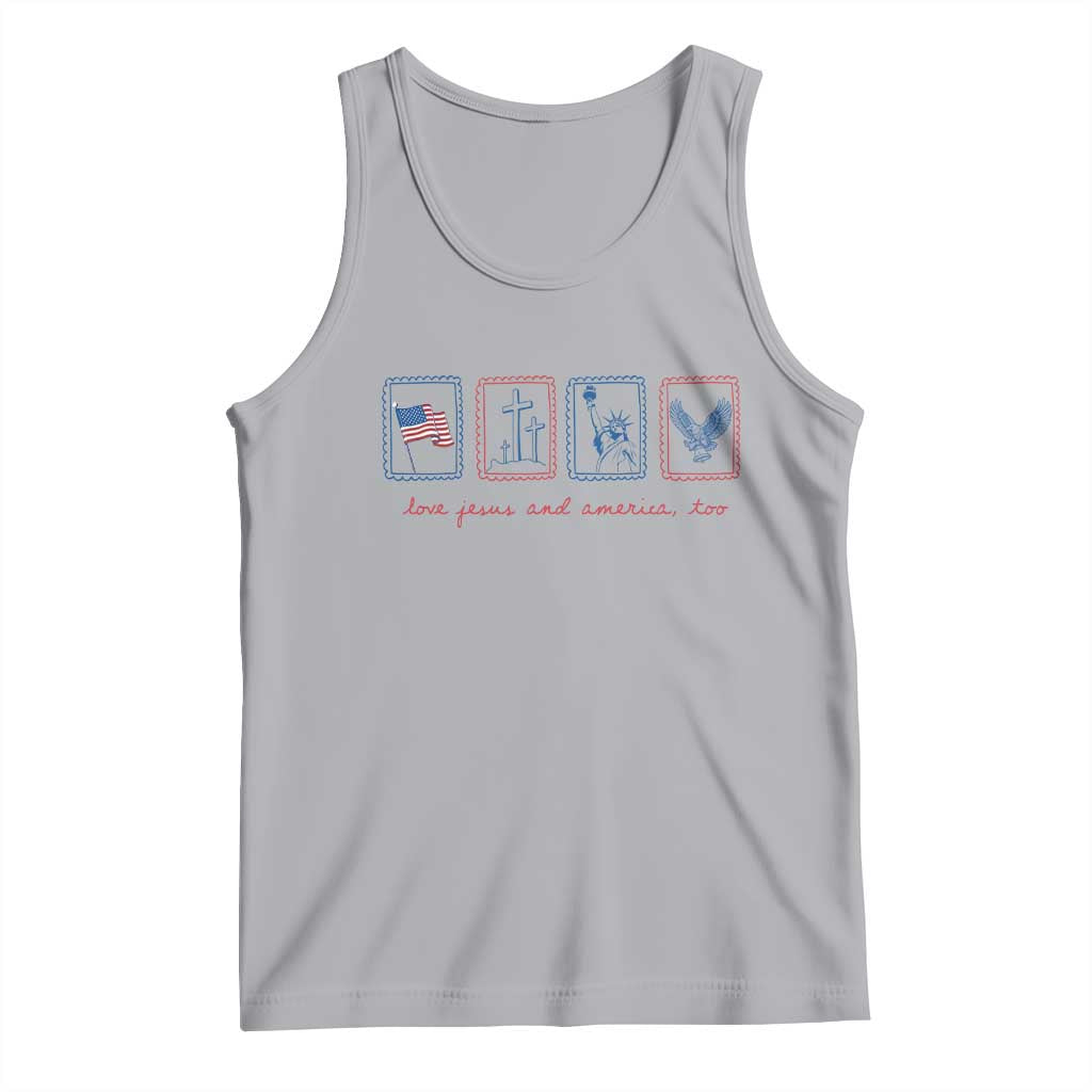 Loves Jesus and America Too Tank Top 4th of July Christian TS14 Athletic Heather Print Your Wear