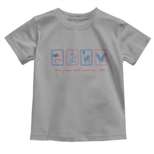Loves Jesus and America Too Toddler T Shirt 4th of July Christian TS14 Sport Gray Print Your Wear