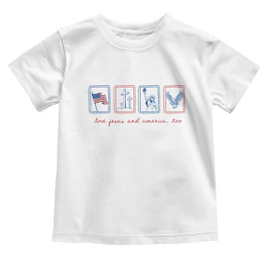 Loves Jesus and America Too Toddler T Shirt 4th of July Christian TS14 White Print Your Wear