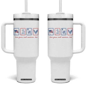 Loves Jesus and America Too Tumbler With Handle 4th of July Christian TS14 One Size: 40 oz White Print Your Wear