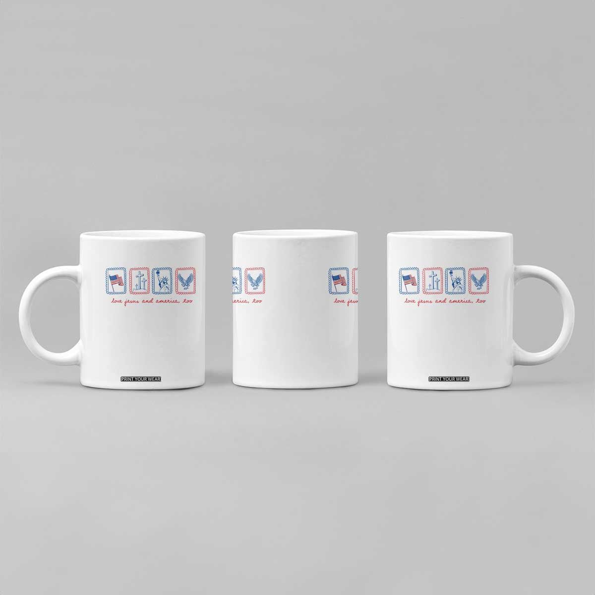 Loves Jesus and America Too Coffee Mug 4th of July Christian TS14 Print Your Wear