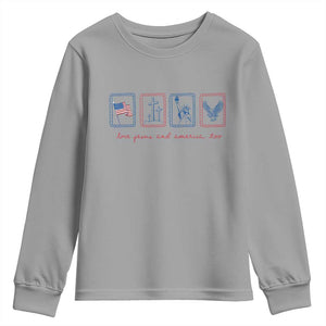 Loves Jesus and America Too Youth Sweatshirt 4th of July Christian TS14 Sport Gray Print Your Wear