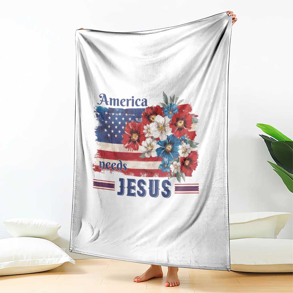 America Needs Jesus Throw Blanket Christian Floral US Flag 4th of July TS14 Print Your Wear