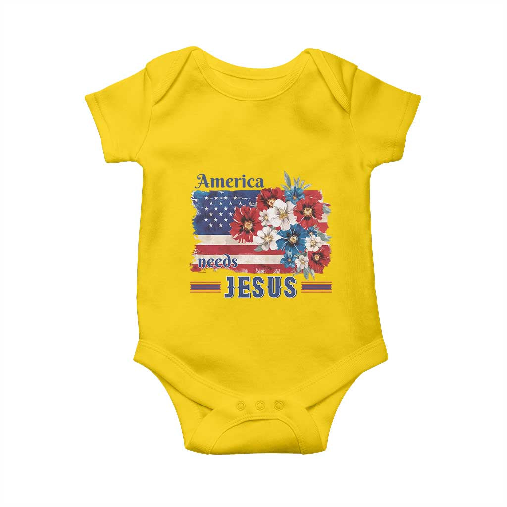 America Needs Jesus Baby Onesie Christian Floral US Flag 4th of July TS14 Daisy Print Your Wear