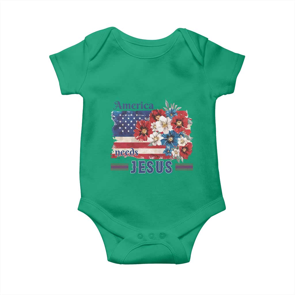 America Needs Jesus Baby Onesie Christian Floral US Flag 4th of July TS14 Irish Green Print Your Wear