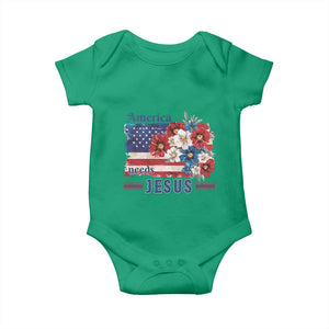America Needs Jesus Baby Onesie Christian Floral US Flag 4th of July TS14 Irish Green Print Your Wear