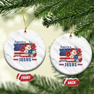 America Needs Jesus Ceramic Ornament Christian Floral US Flag 4th of July TS14 1pc White Marble Print Your Wear