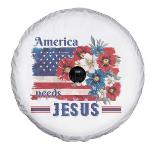 America Needs Jesus Spare Tire Cover Christian Floral US Flag 4th of July TS14 Print Your Wear