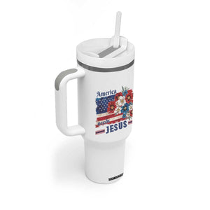 America Needs Jesus Tumbler With Handle Christian Floral US Flag 4th of July TS14 Print Your Wear