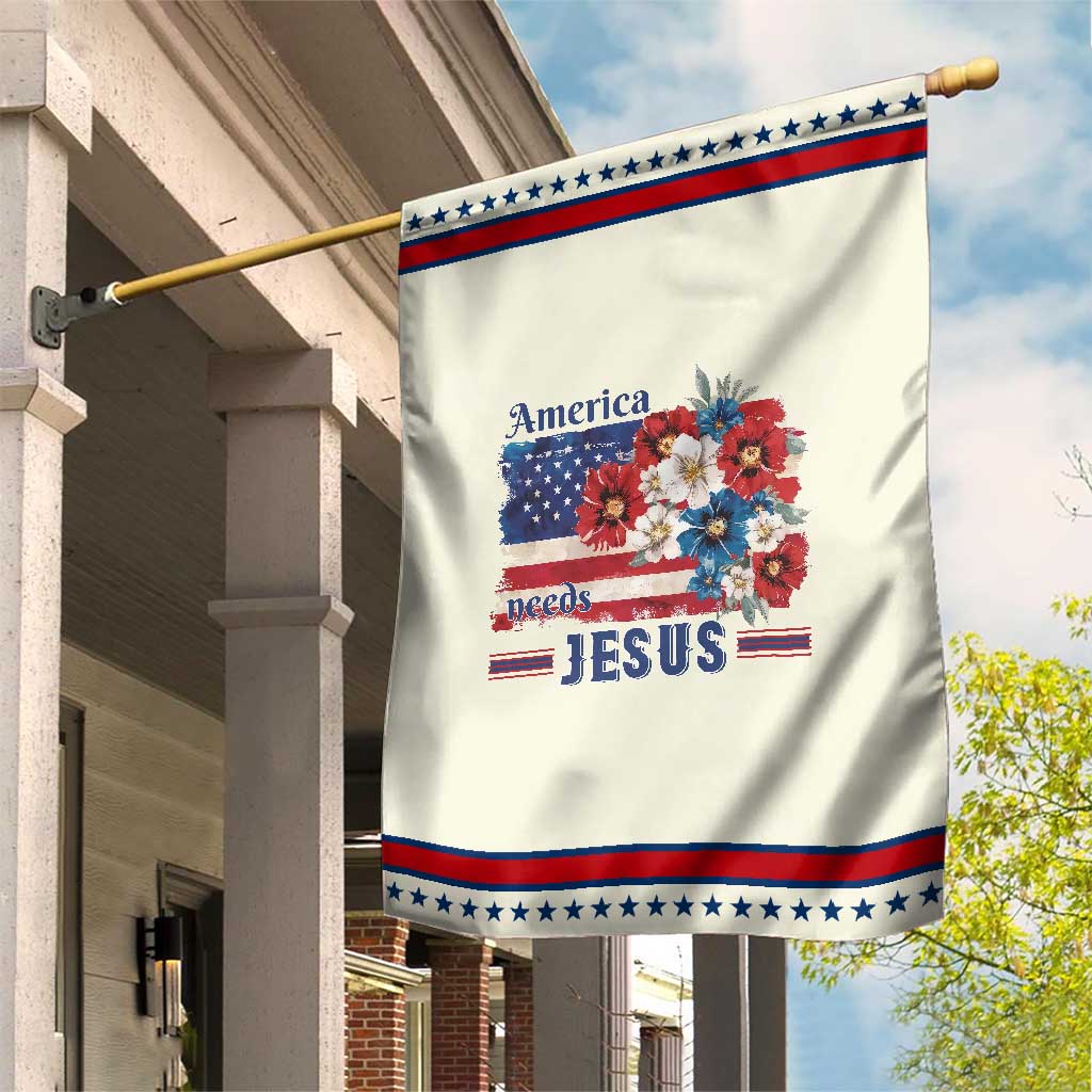 America Needs Jesus Patriotic Garden Flag Christian Floral US Flag 4th of July TS14 Modern Beige Red Print Your Wear