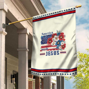 America Needs Jesus Patriotic Garden Flag Christian Floral US Flag 4th of July TS14 Modern Beige Red Print Your Wear
