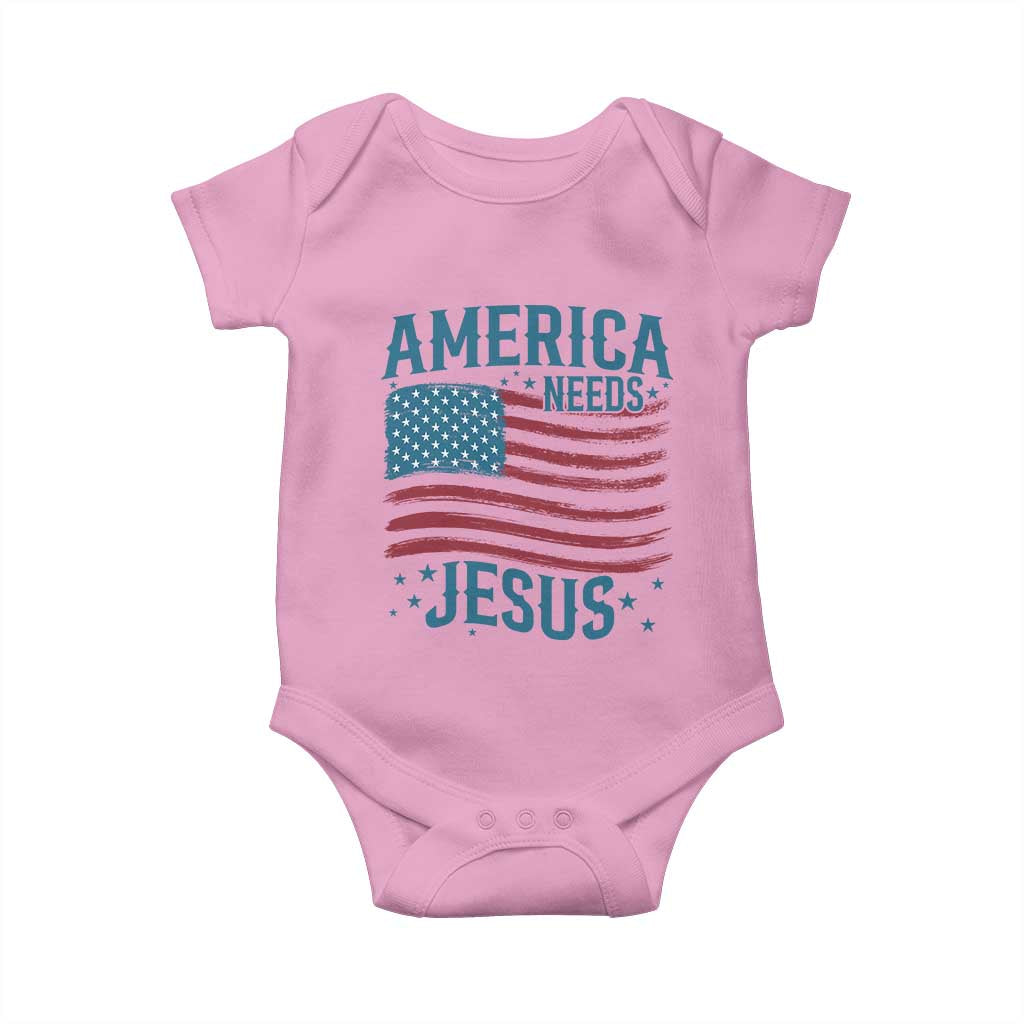 America Needs Jesus Baby Onesie 4th of July Christian TS14 Light Pink Print Your Wear