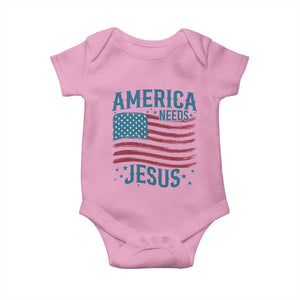 America Needs Jesus Baby Onesie 4th of July Christian TS14 Light Pink Print Your Wear