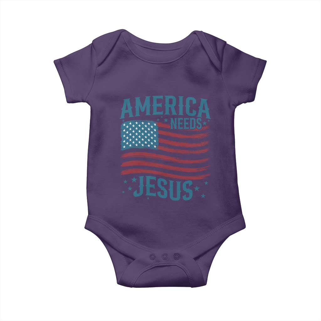 America Needs Jesus Baby Onesie 4th of July Christian TS14 Purple Print Your Wear