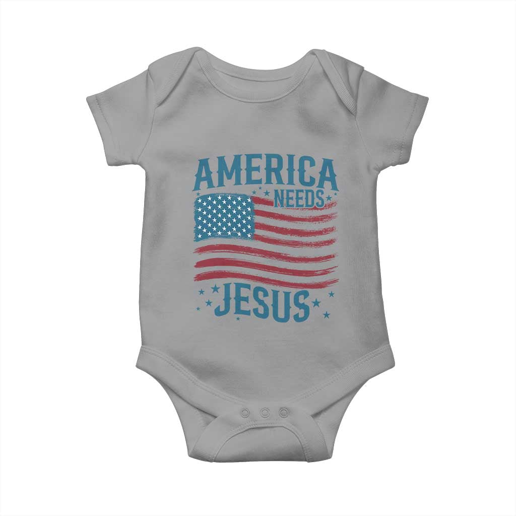 America Needs Jesus Baby Onesie 4th of July Christian TS14 Sport Gray Print Your Wear