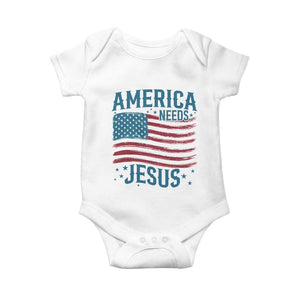 America Needs Jesus Baby Onesie 4th of July Christian TS14 White Print Your Wear