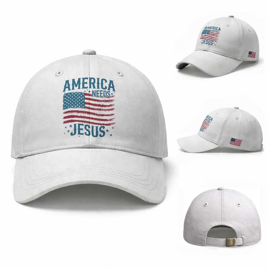 America Needs Jesus Baseball Cap 4th of July Christian TS14 Baseball Cap Universal Fit White Print Your Wear