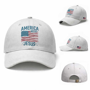 America Needs Jesus Baseball Cap 4th of July Christian TS14 Baseball Cap Universal Fit White Print Your Wear