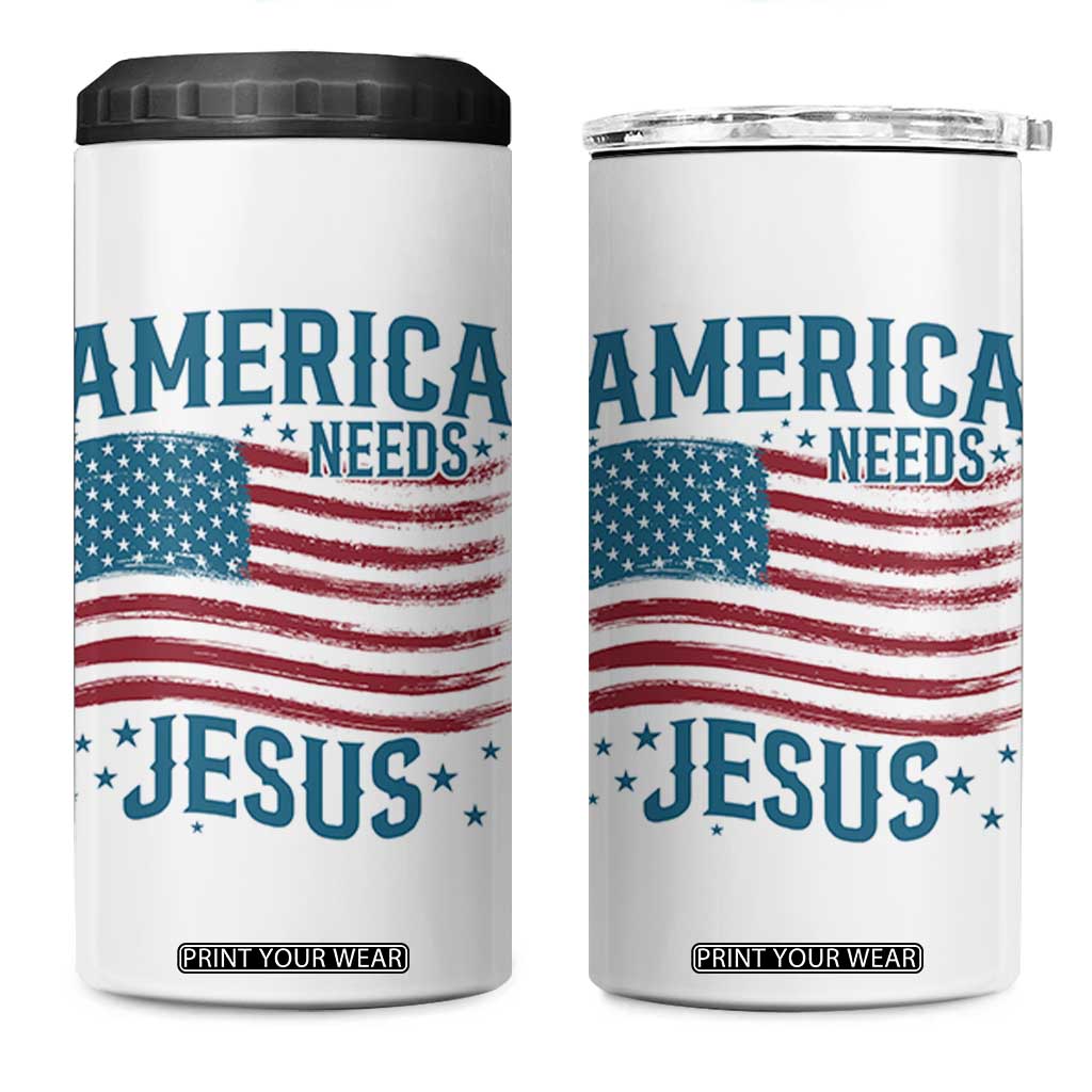 America Needs Jesus 4 in 1 Can Cooler Tumbler 4th of July Christian TS14 One Size: 16 oz White Print Your Wear