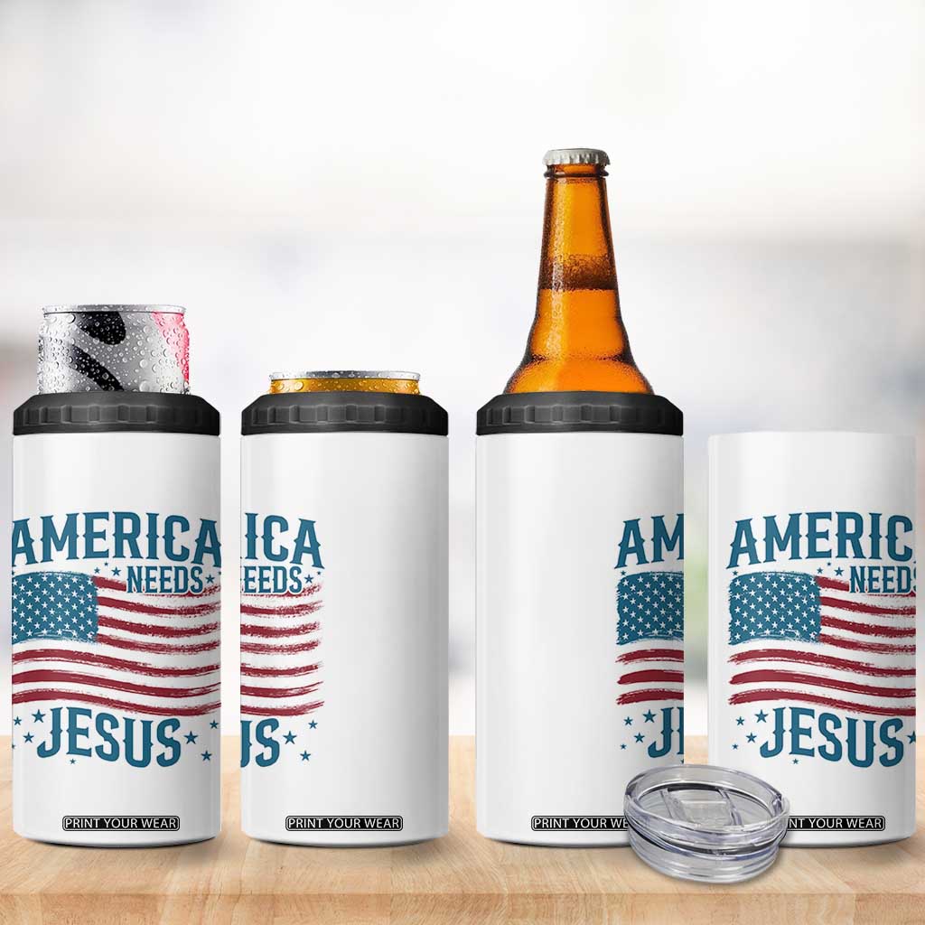 America Needs Jesus 4 in 1 Can Cooler Tumbler 4th of July Christian TS14 Print Your Wear