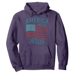 America Needs Jesus Hoodie 4th of July Christian TS14 Purple Print Your Wear