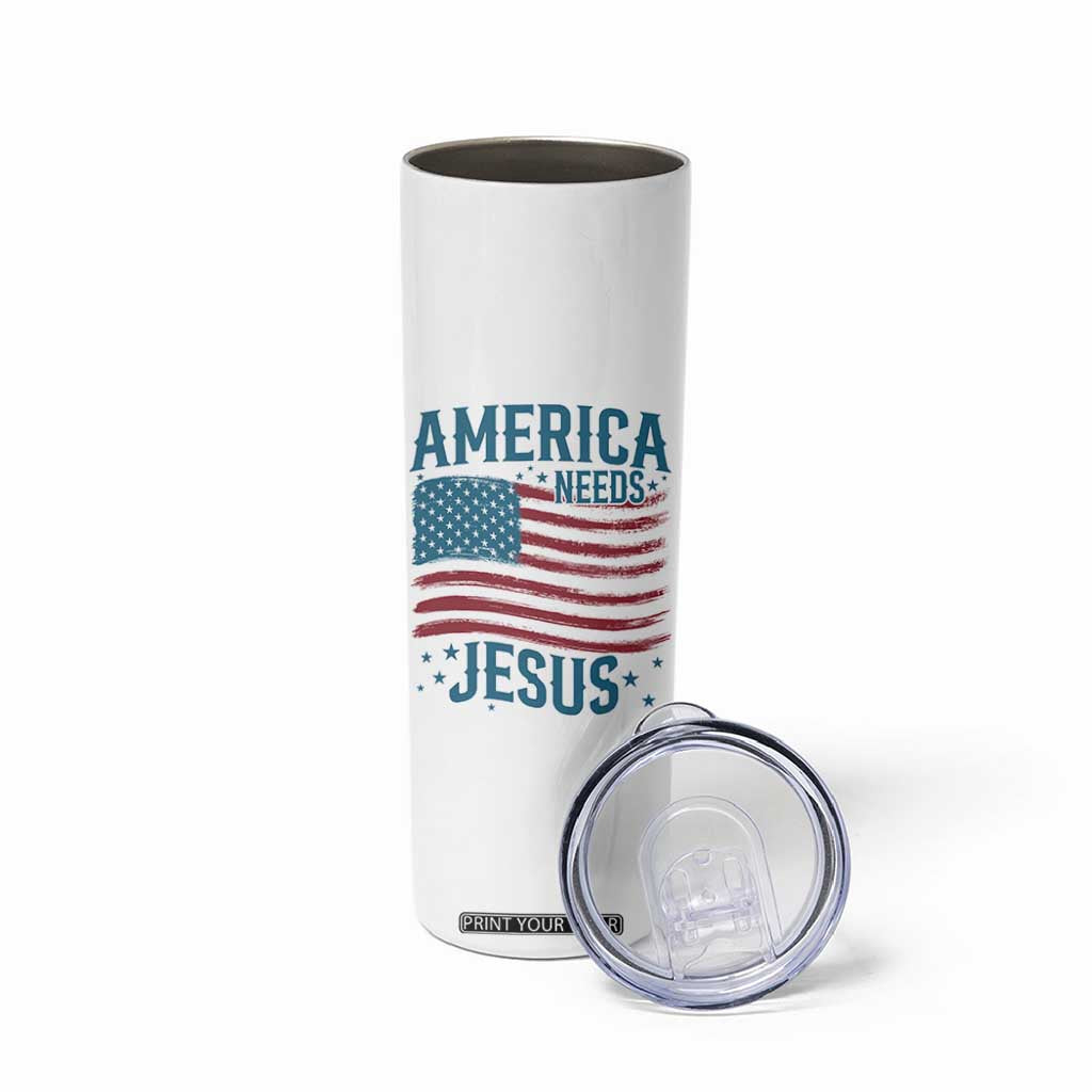 America Needs Jesus Skinny Tumbler 4th of July Christian TS14 Print Your Wear