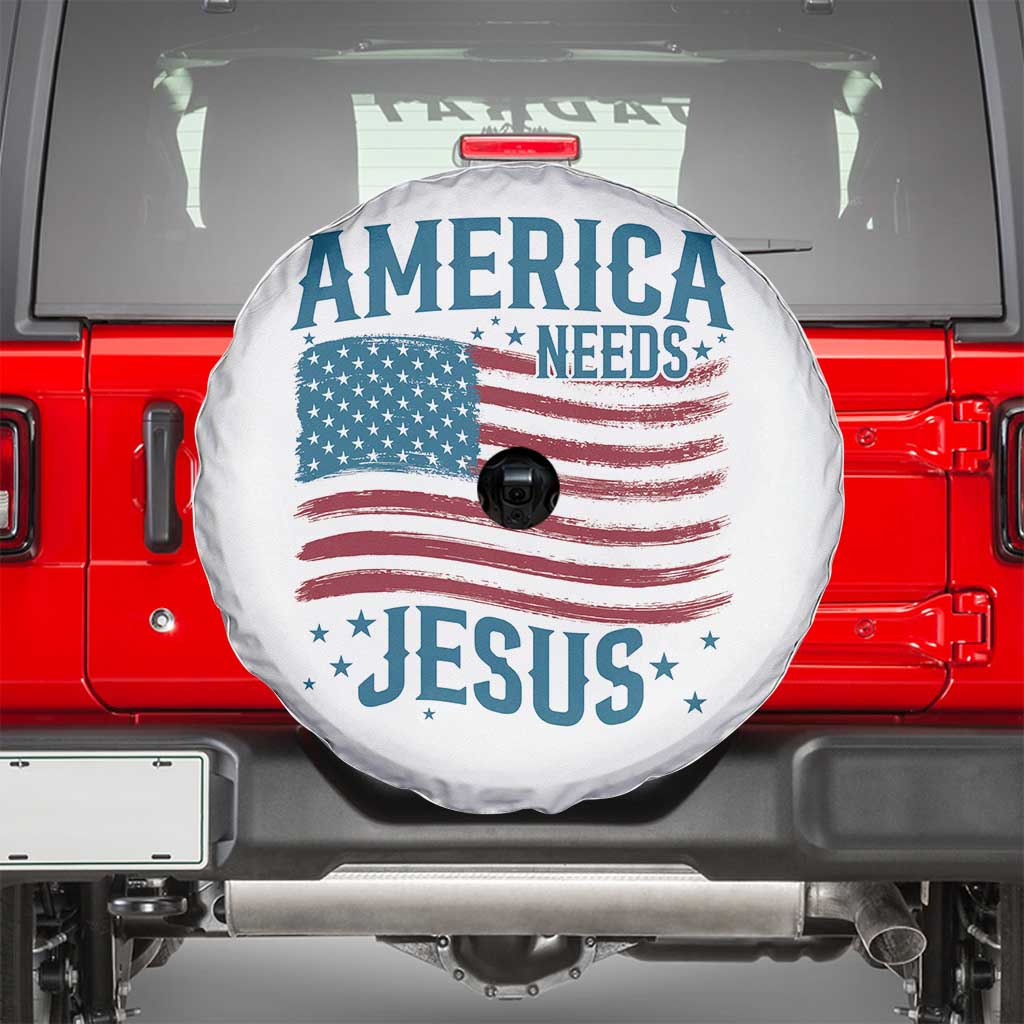 America Needs Jesus Spare Tire Cover 4th of July Christian TS14 White Print Your Wear