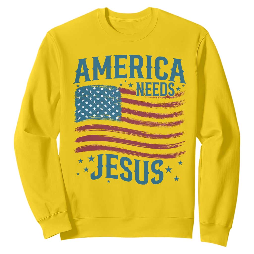 America Needs Jesus Sweatshirt 4th of July Christian TS14 Daisy Print Your Wear