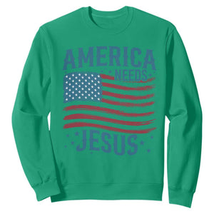 America Needs Jesus Sweatshirt 4th of July Christian TS14 Irish Green Print Your Wear