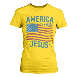 America Needs Jesus T Shirt For Women 4th of July Christian TS14 Daisy Print Your Wear