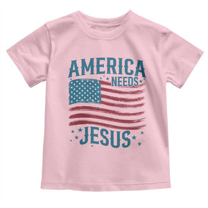 America Needs Jesus Toddler T Shirt 4th of July Christian TS14 Light Pink Print Your Wear