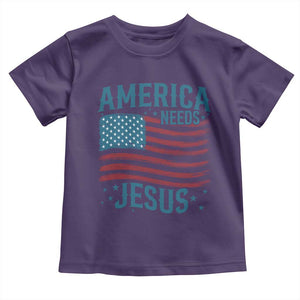 America Needs Jesus Toddler T Shirt 4th of July Christian TS14 Purple Print Your Wear
