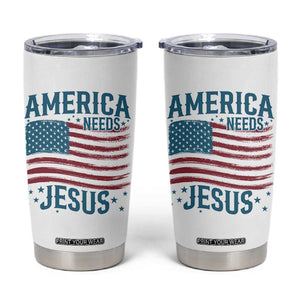 America Needs Jesus Tumbler Cup 4th of July Christian TS14 White Print Your Wear