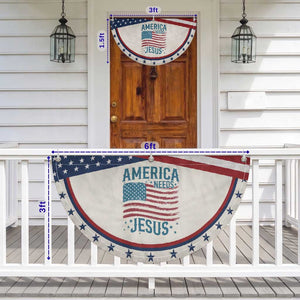 America Needs Jesus Patriotic Fan Flag 4th of July Christian