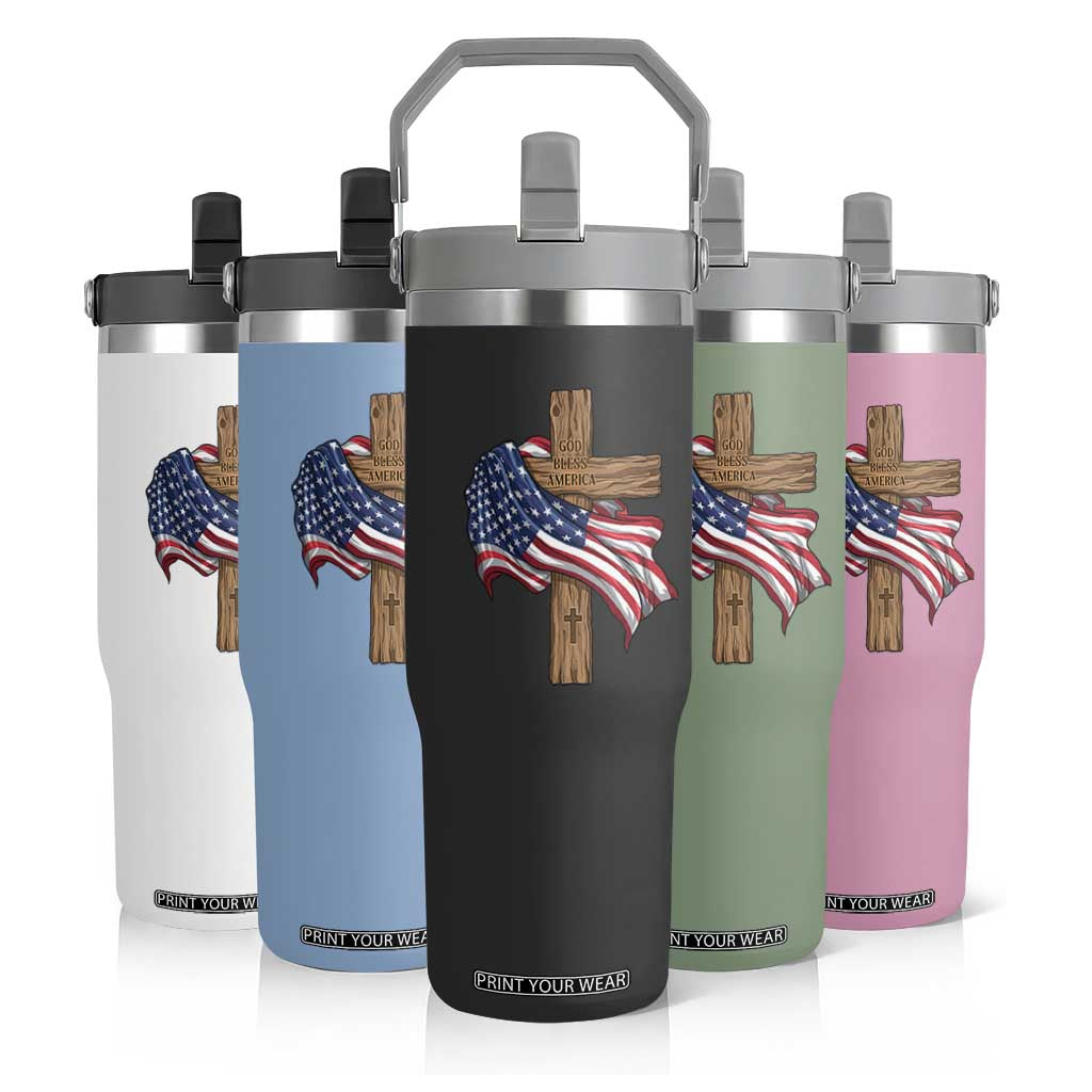 God Bless America 250 Years Flip Straw Tumbler 4th of July Christian Jesus TS14 Print Your Wear